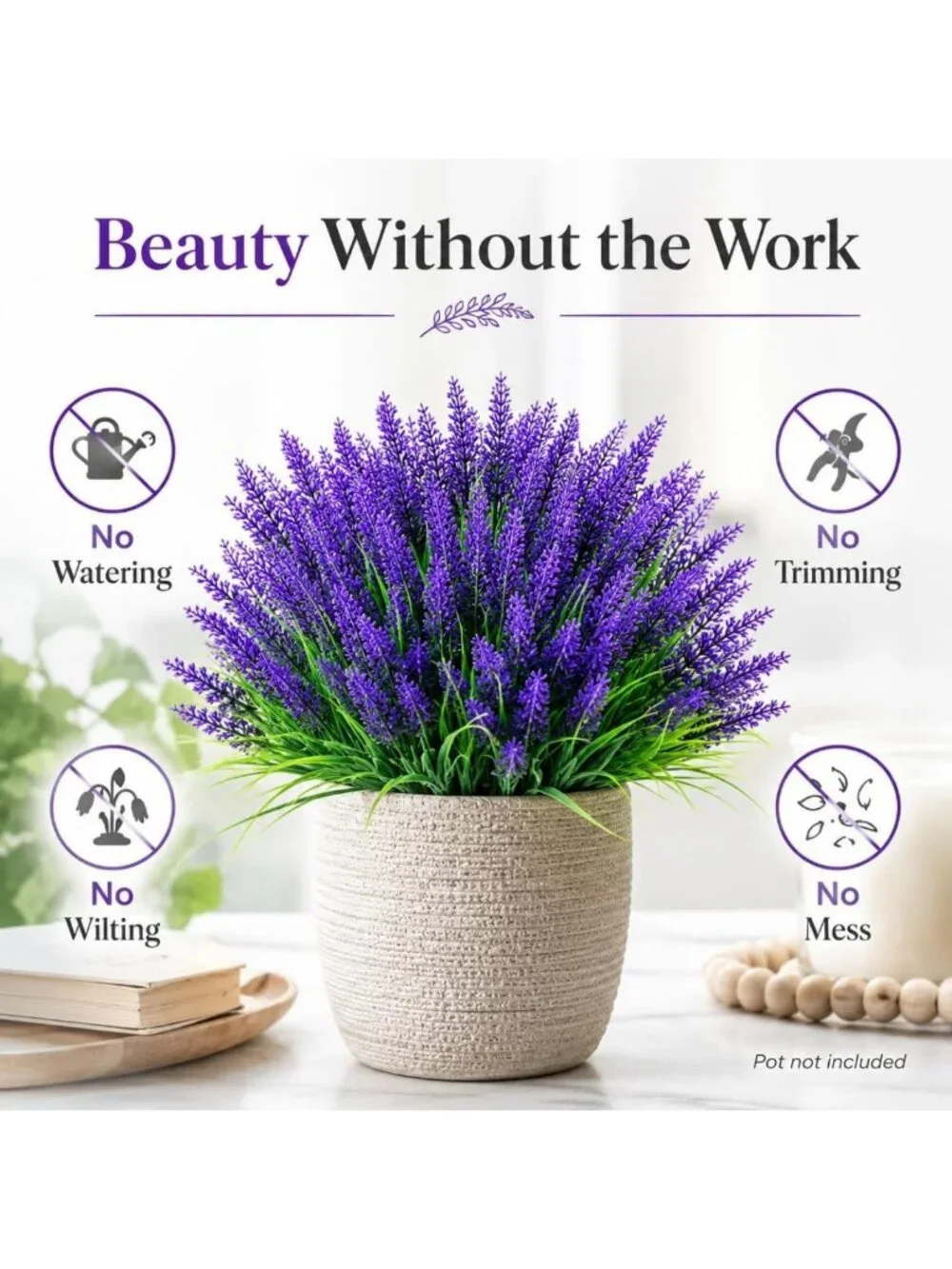 36 Bundles UV Resistant Faux Lavender Flowers - Perfect for Garden, Pots & Decor